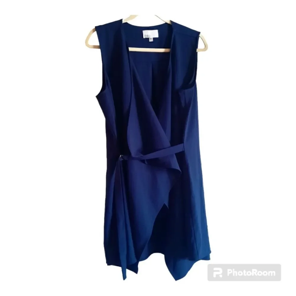 DR2 Asymmetrical Draped Open Front Cardigan Sleeveless Vest