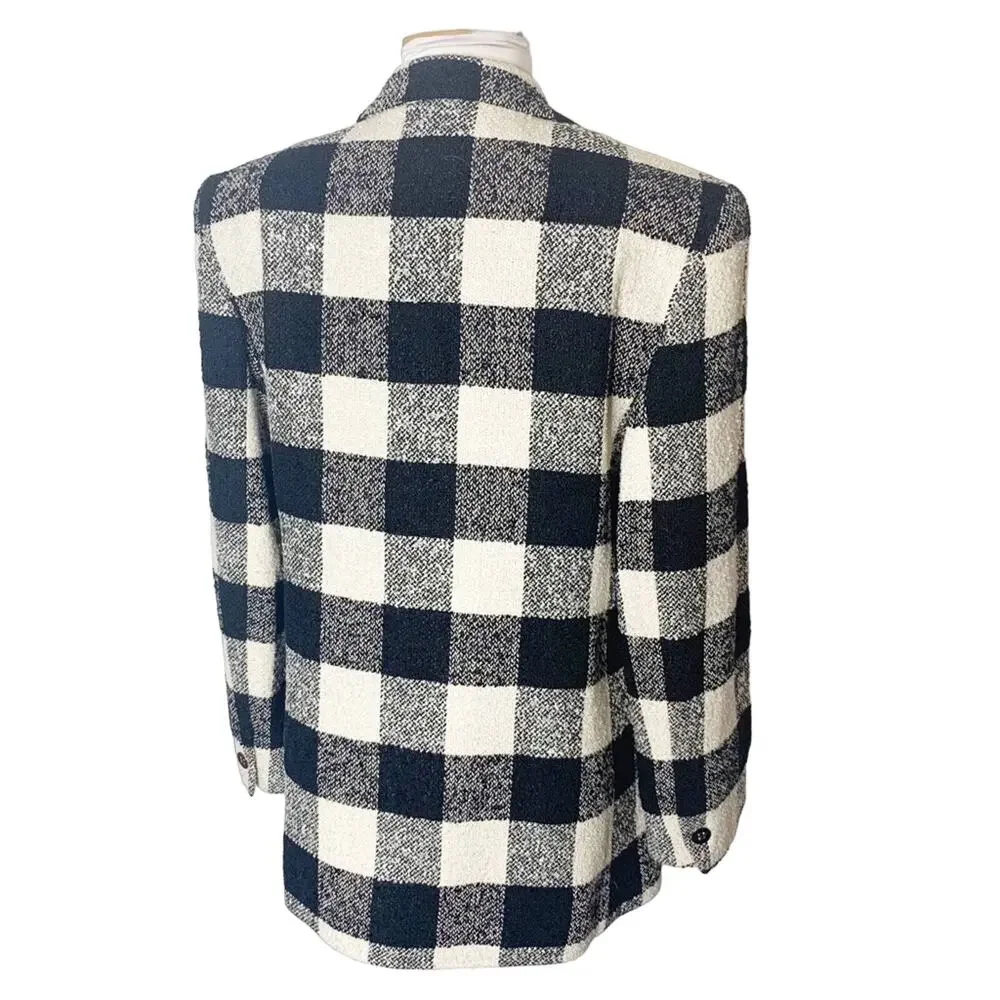 VINTAGE the Limited wool blend structured shoulder buffalo plaid blazer sz M