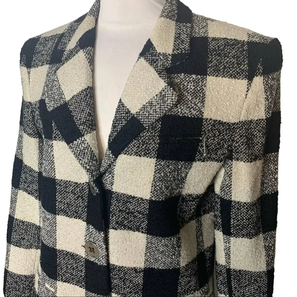 VINTAGE the Limited wool blend structured shoulder buffalo plaid blazer sz M