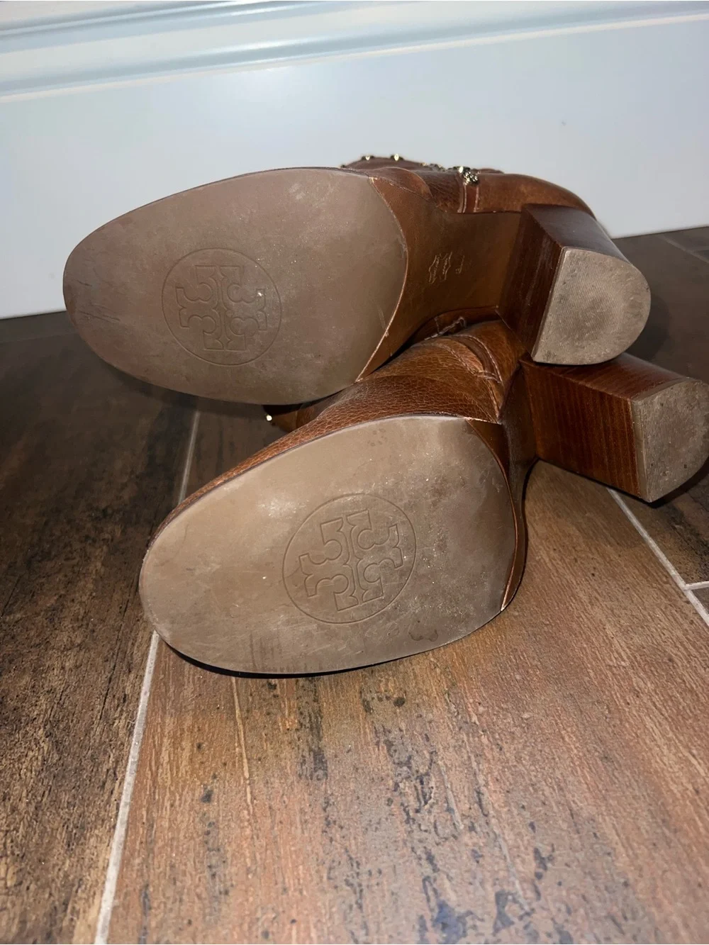 Tory Burch Tan Leather Studded Ankle Boots