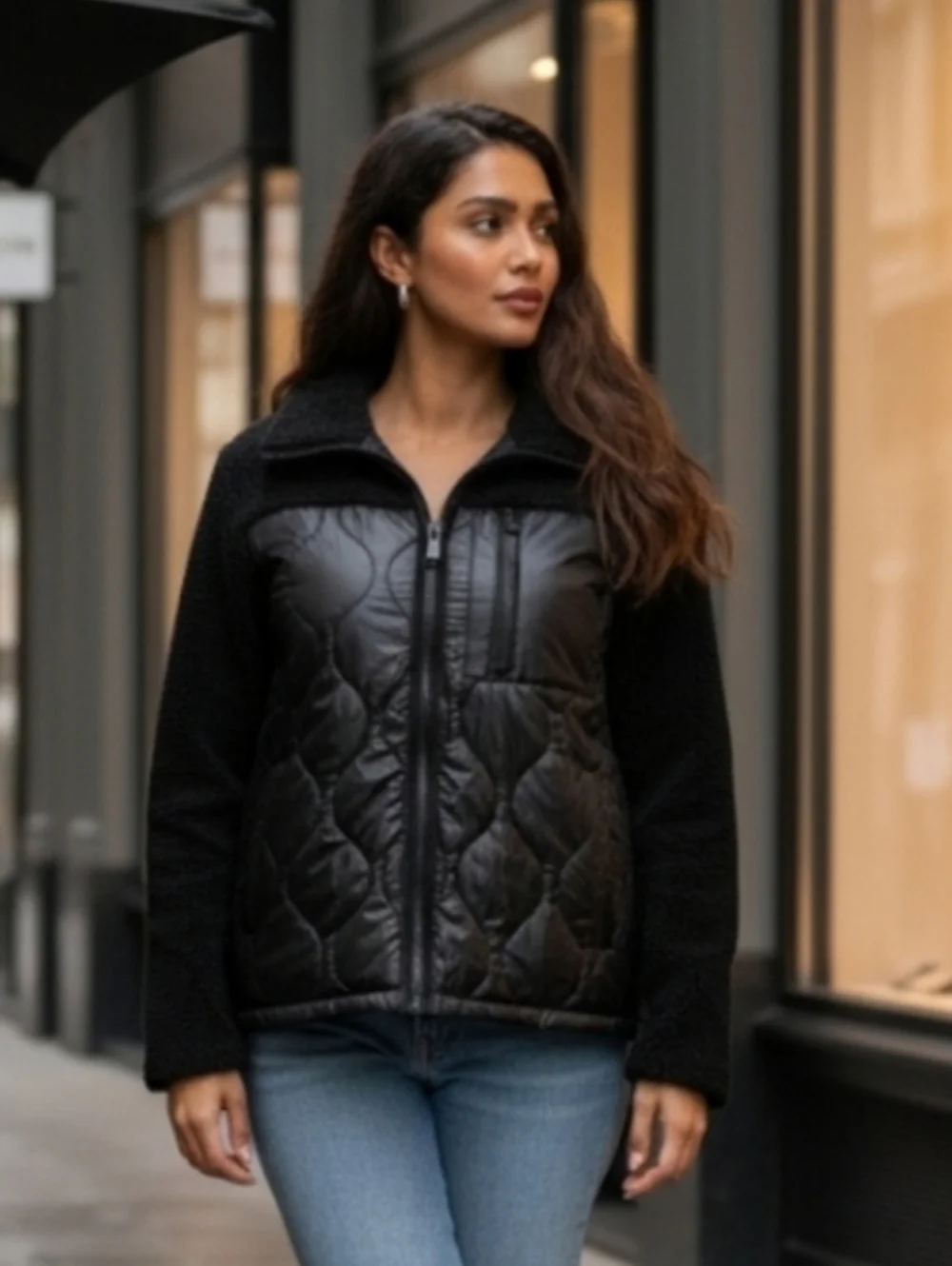Koolaburra By Ugg Quilted Sherpa Jacket Black Size Medium