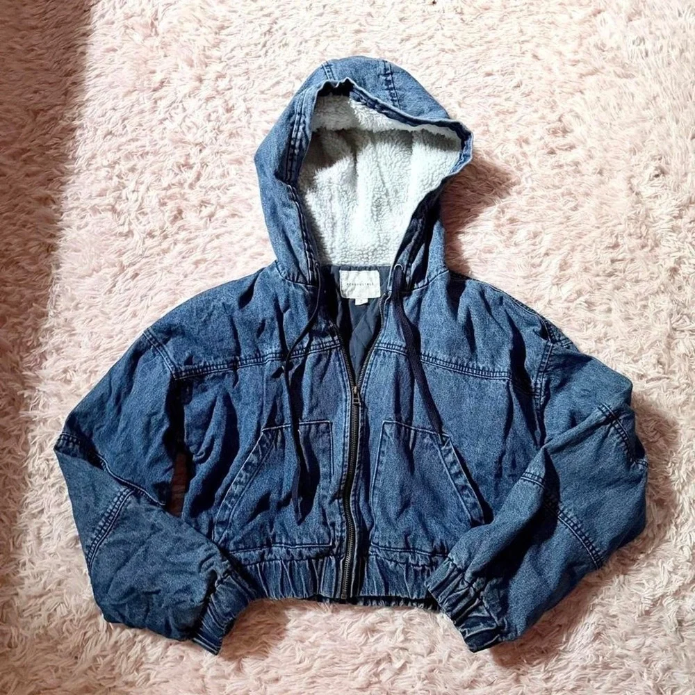 Denim Y2K Streetwear Urban Hiphop Statement Bomber Jacket Womens M City Grunge