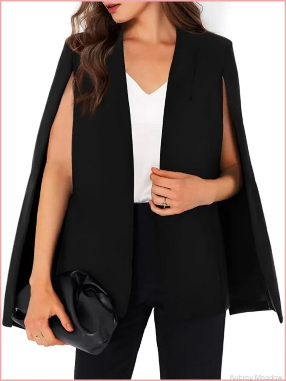 Womens Cape Blazer Split Sleeve Open Front Casual Jacket Coat