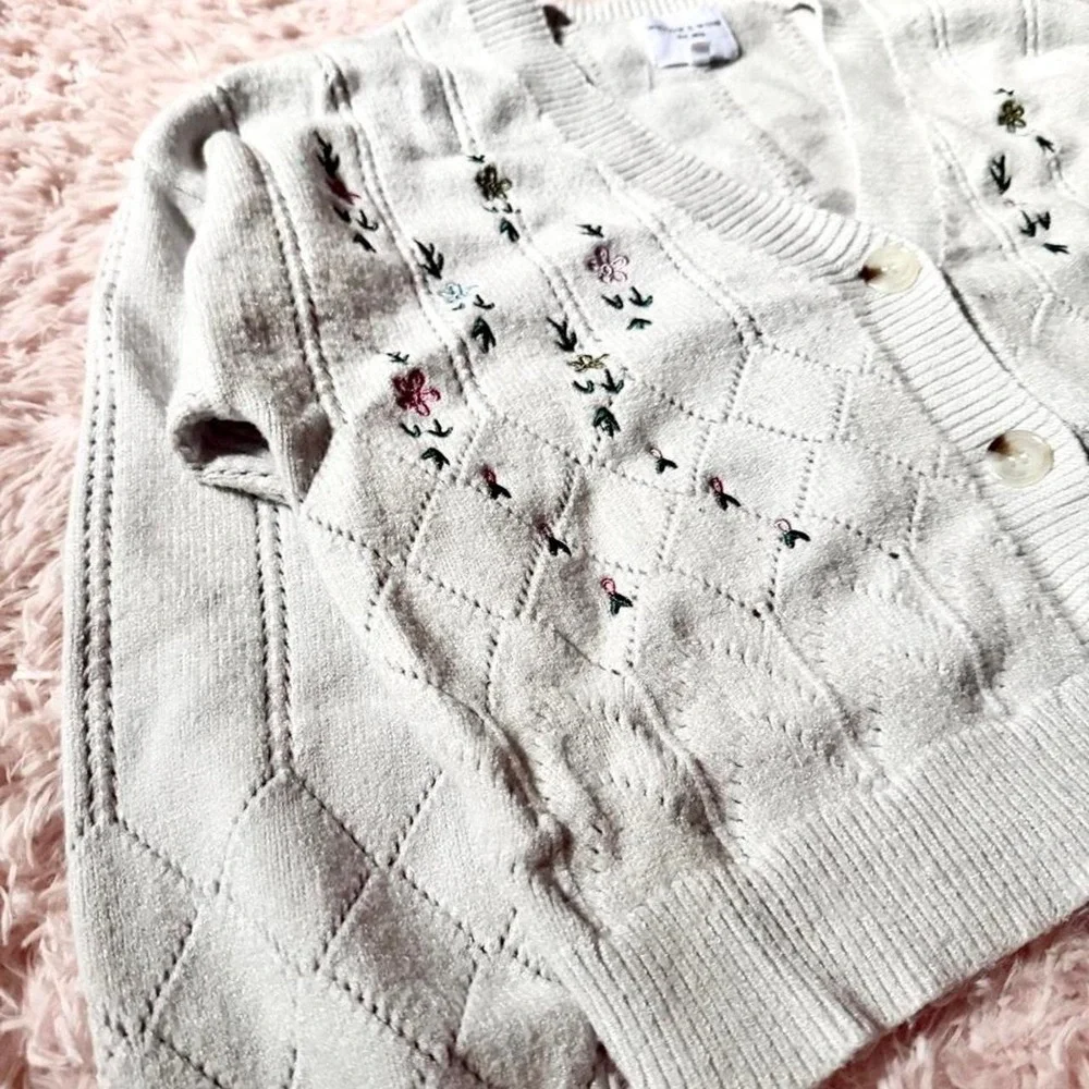 Cottage Core Embroidered Floral Heritage Cardigan Womens L Grandma Core Peasant