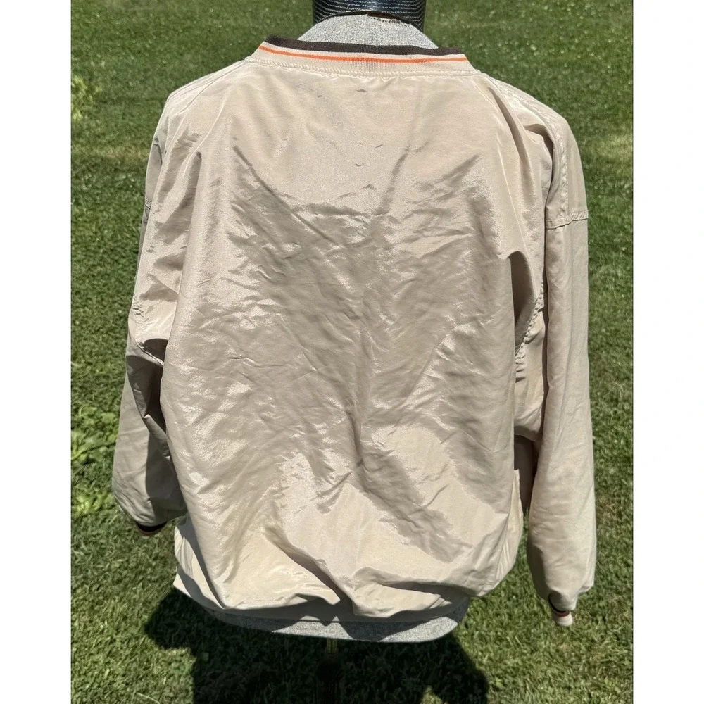 Vintage Cleveland Browns NFL Team XL Pullover Windbreaker Jacket Beige Y2K