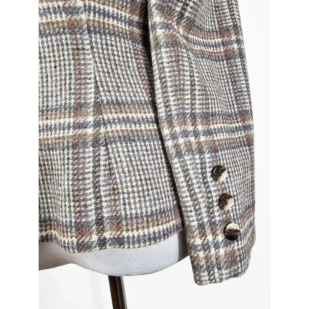 Jantzen Via Size 8 Vintage Plaid Wool/Wool Blend 70s Academia Blazer