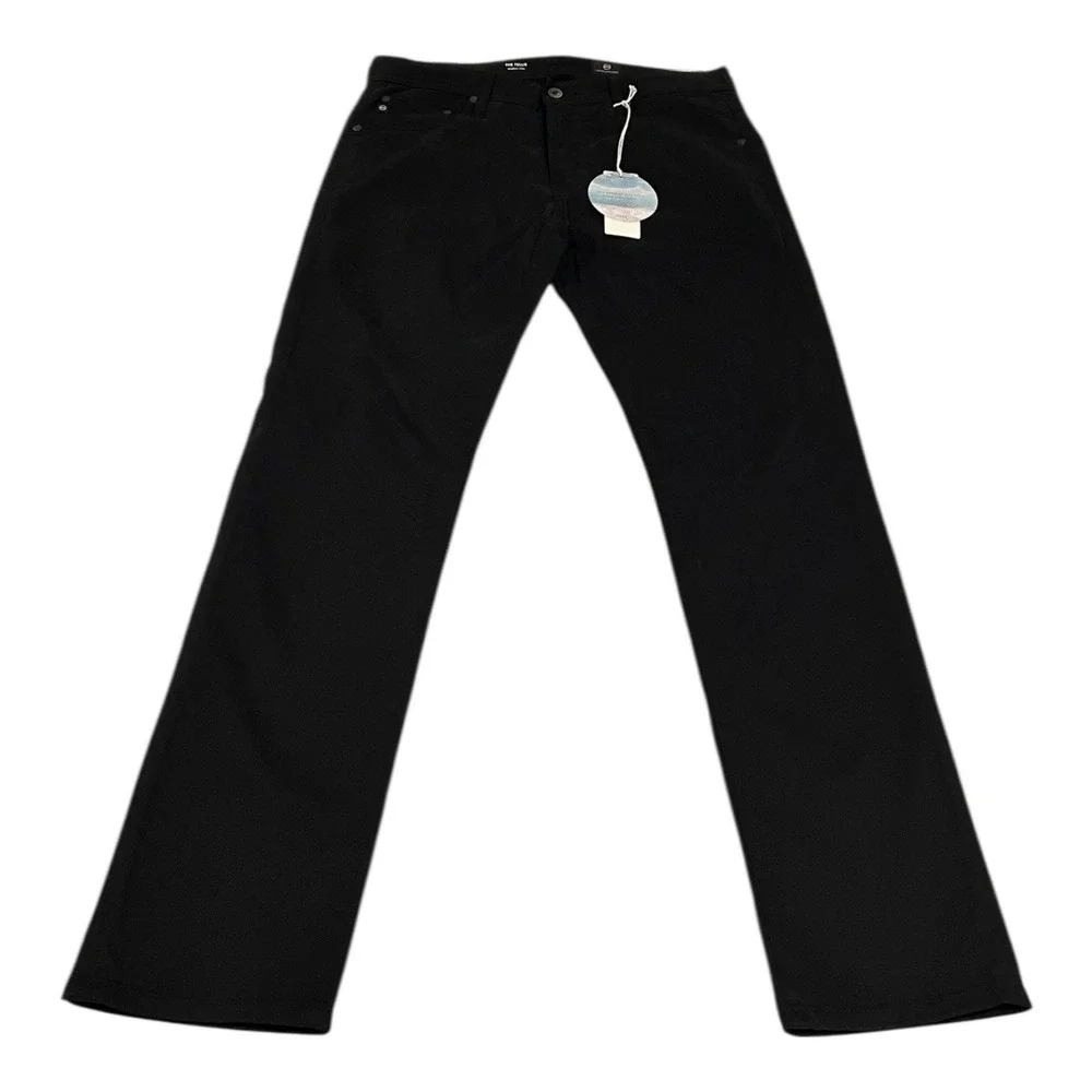 NWT AG Jeans Tellis Modern Slim Sueded Stretch Sateen‎ Black Pants Mens 32x32