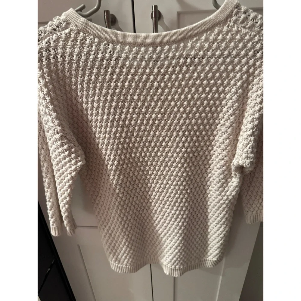 Athleta Textured Knit Pullover Sweater 3/4 Sleeve Beige Women's Size XS‎