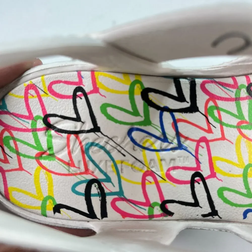 Skechers x JGoldcrown D'Lites 2.0 Heart You White Multi Sandals Women's Size 8