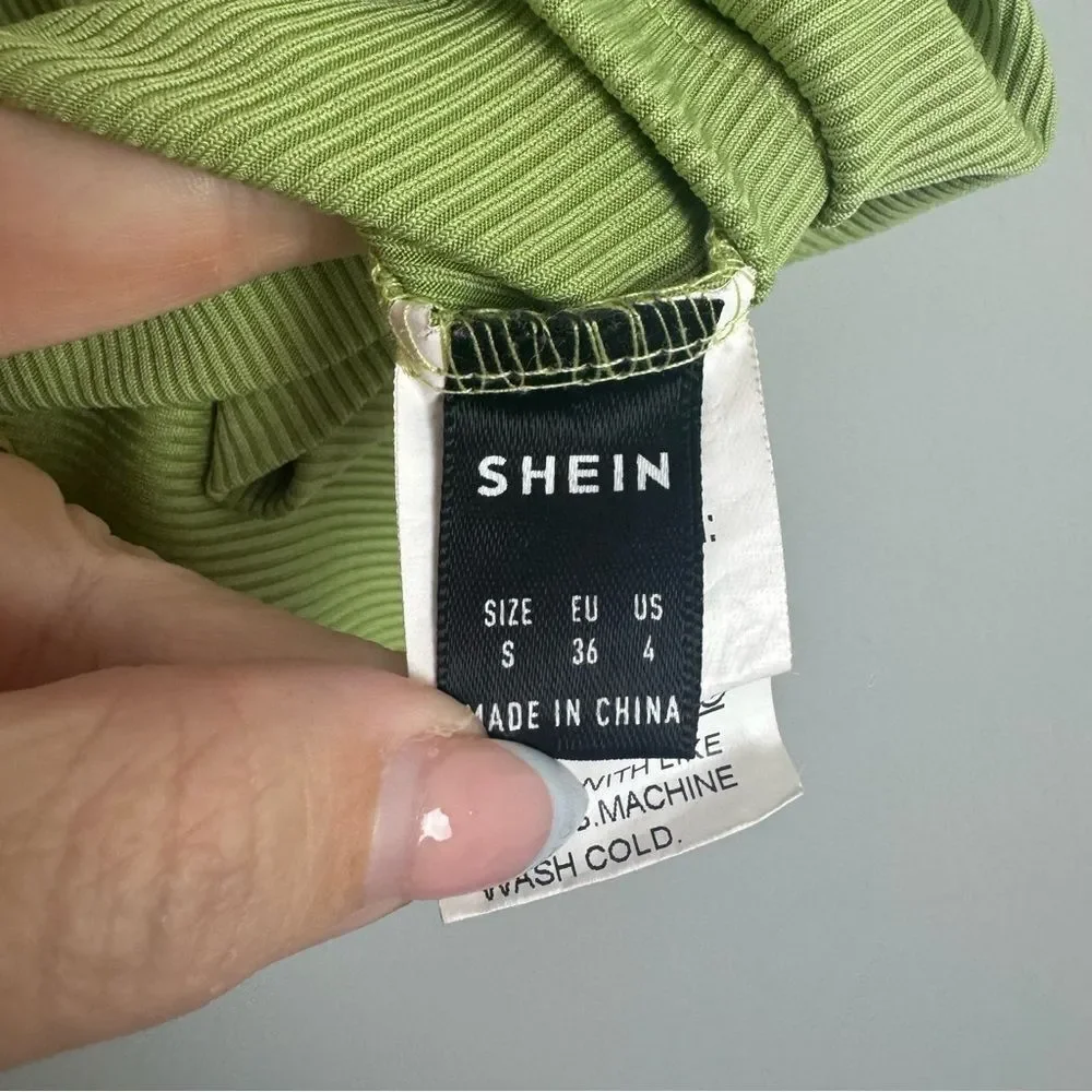 SHEIN | Ribbed Avacado Green Tie Halter Neck Top Women’s Size Small/4