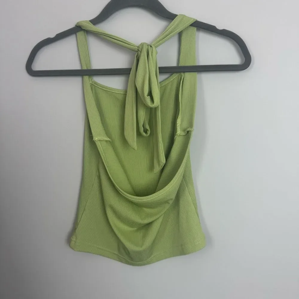 SHEIN | Ribbed Avacado Green Tie Halter Neck Top Women’s Size Small/4