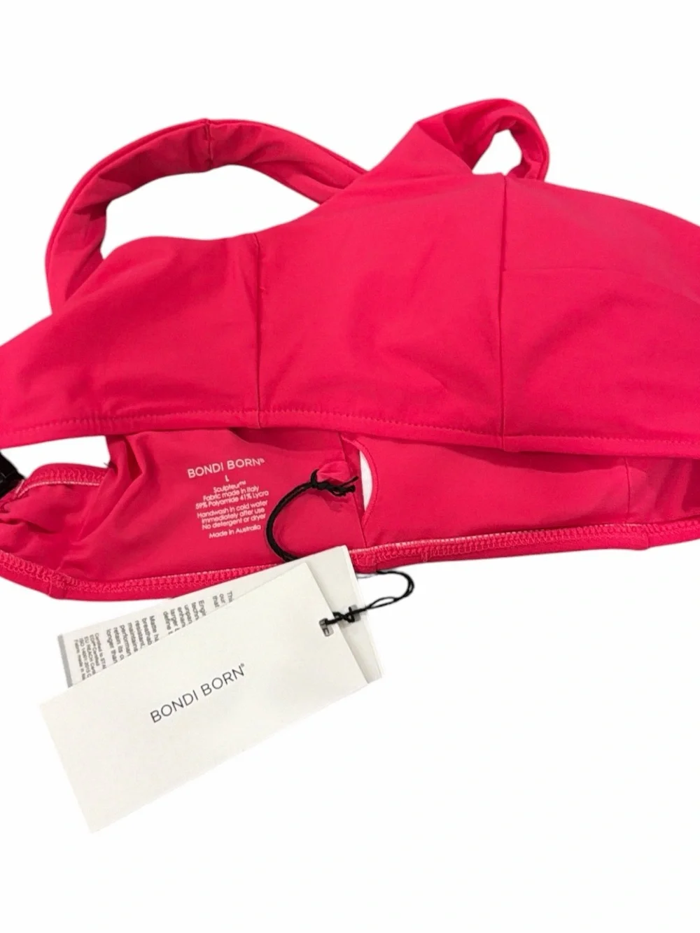 NWT Bondi Born Lola Bikini Sculpture Top Azalea Pink Size L