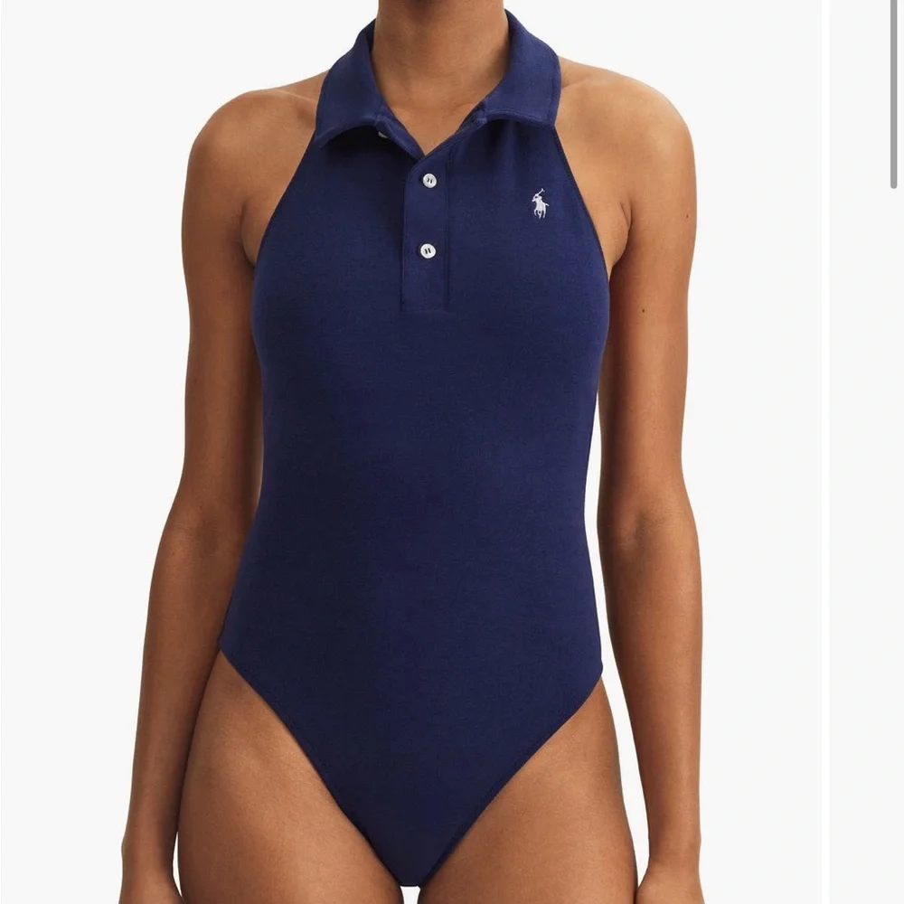 Polo Ralph Lauren Collar Terry One-Piece Swimsuit