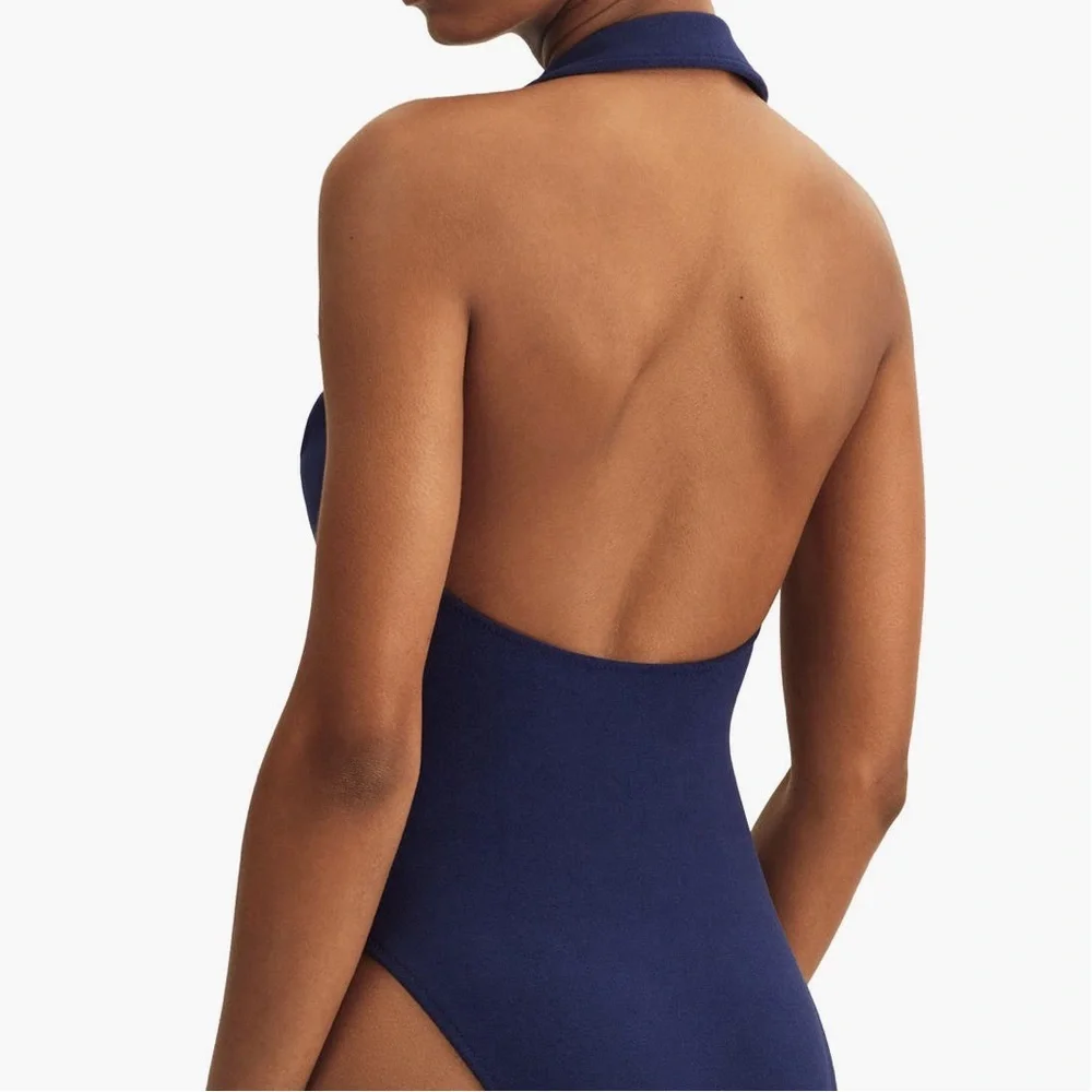 Polo Ralph Lauren Collar Terry One-Piece Swimsuit