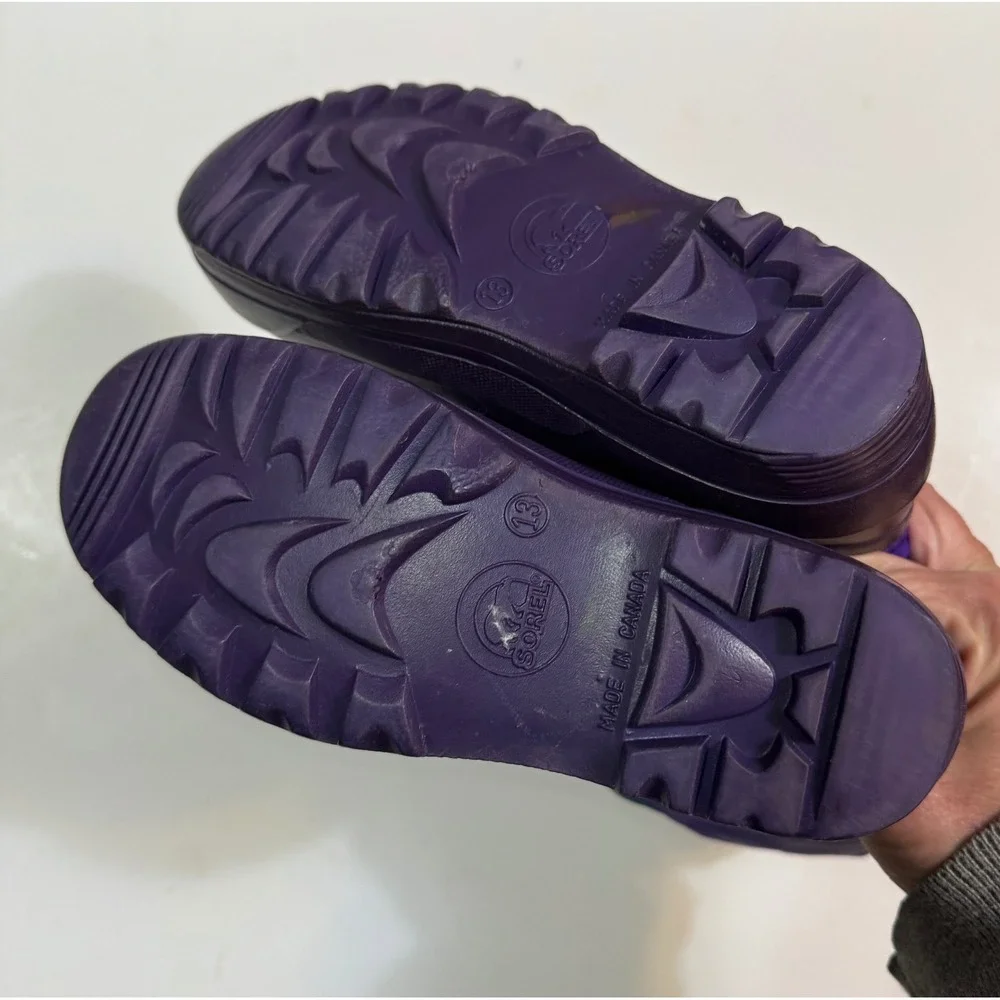 Sorel Vintage Kids Size 13 Purple Teal Colorblock Snow Boots Made in Canada