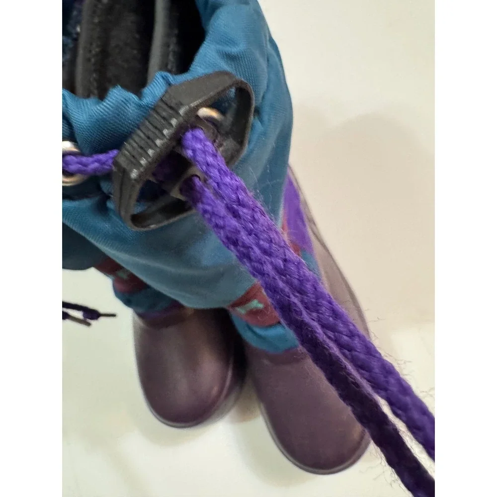 Sorel Vintage Kids Size 13 Purple Teal Colorblock Snow Boots Made in Canada