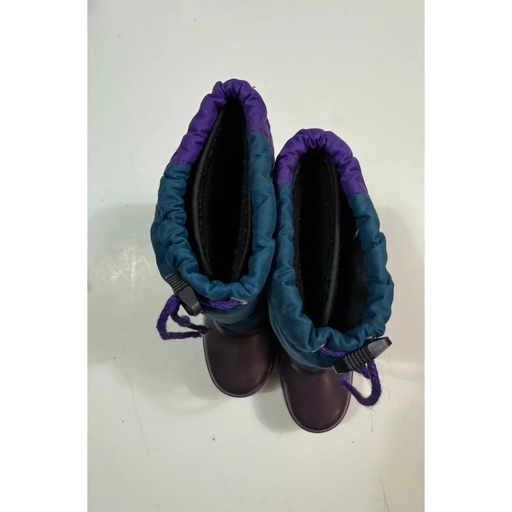 Sorel Vintage Kids Size 13 Purple Teal Colorblock Snow Boots Made in Canada
