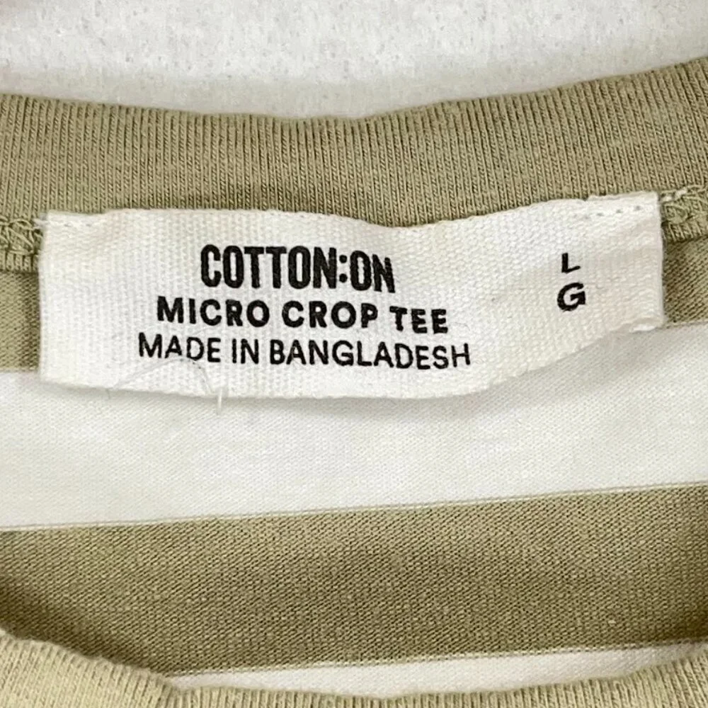 Cotton:On Micro Cropped Baby Tee Striped Stretch Summer Y2K Coquette Festival L