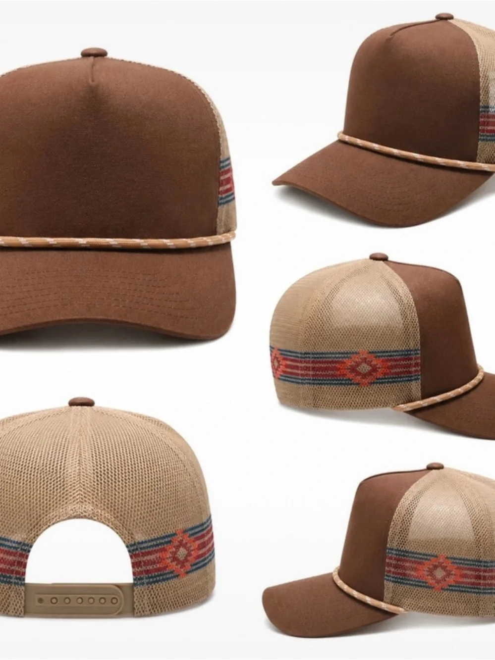 Brown Trucker Hat with Southwestern Accent