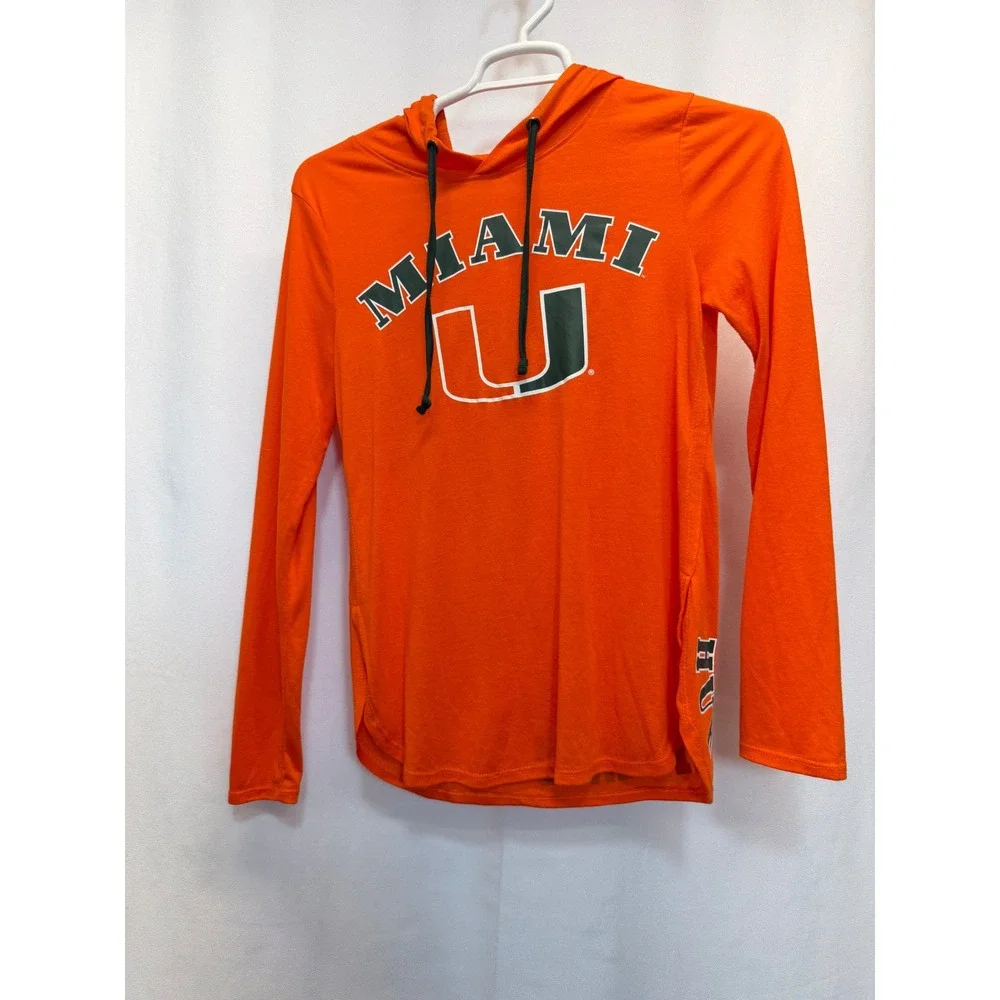 Miami Hurricanes Hoodie Women Small Colosseum Orange Lightweight Pullover NCAA