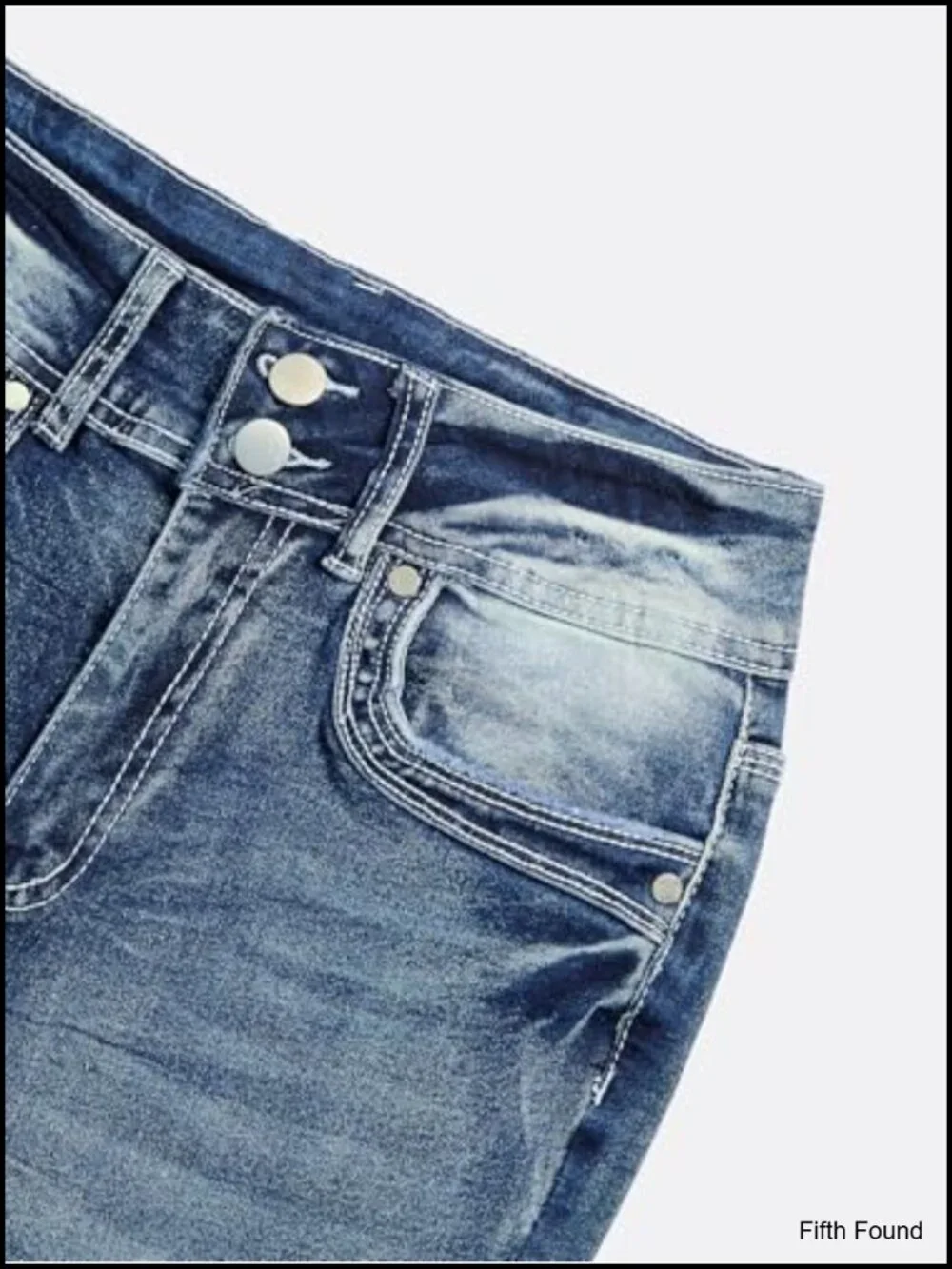 Mid Waisted Bootcut Jeans Stretchy Slim Zip Double Button Flare Denim with