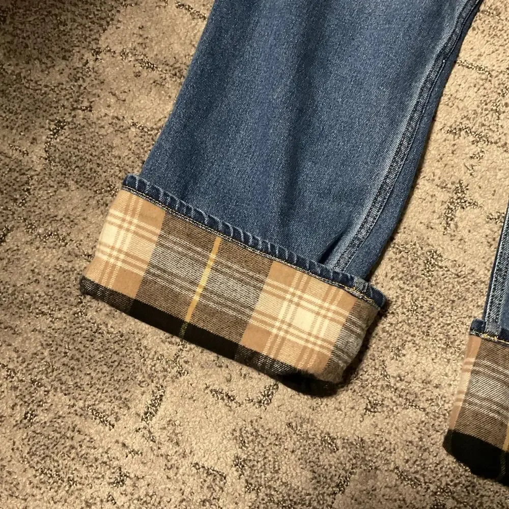 Women’s Hollister jeans, ultra high-rise‎ flannel rolled hemmed leg size 11r new