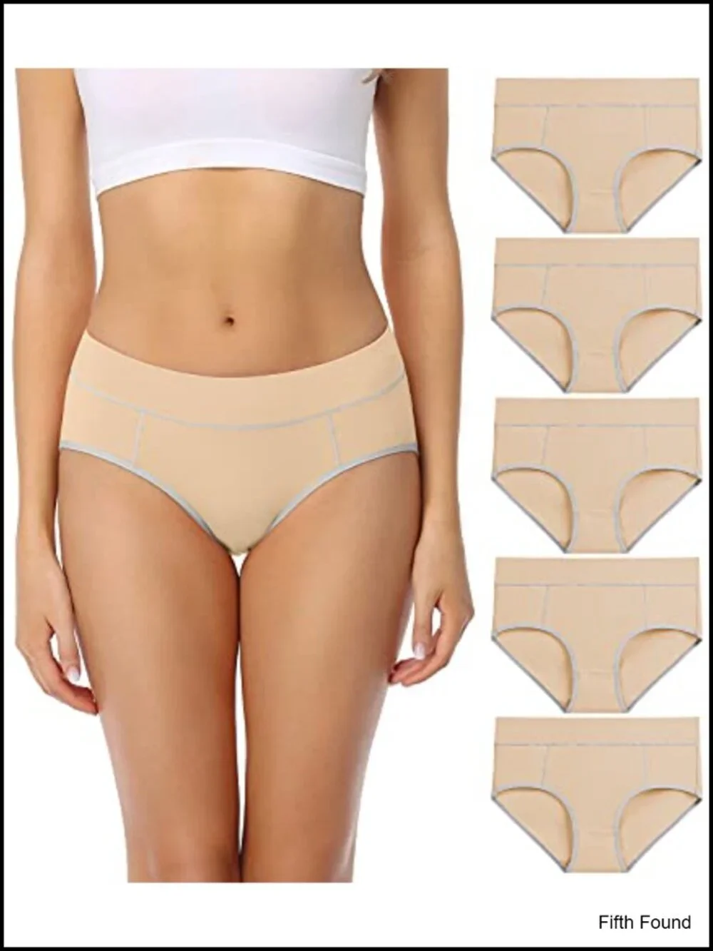 Cotton Mid Waisted Briefs Panties 5 Pack