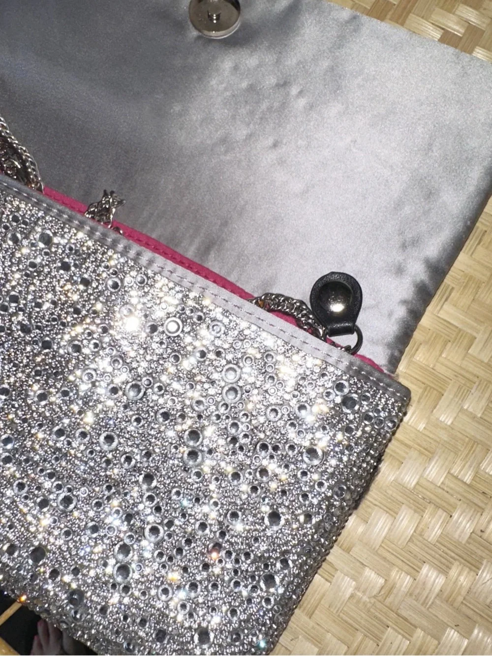 Betsey Johnson Women’s All Eyes on Me Rhinestone Clutch in Silver