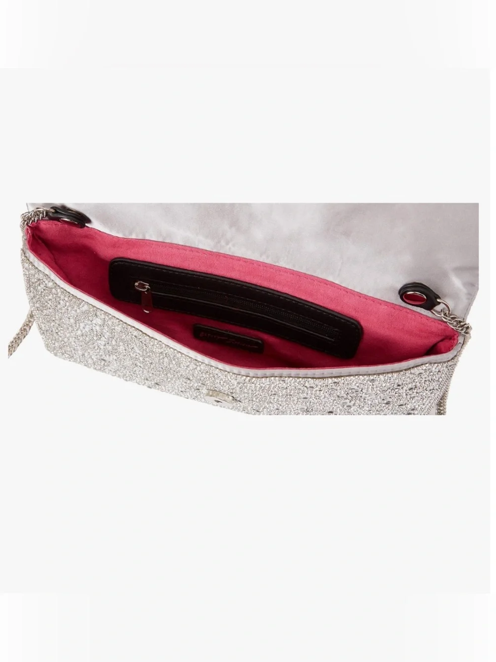 Betsey Johnson Women’s All Eyes on Me Rhinestone Clutch in Silver