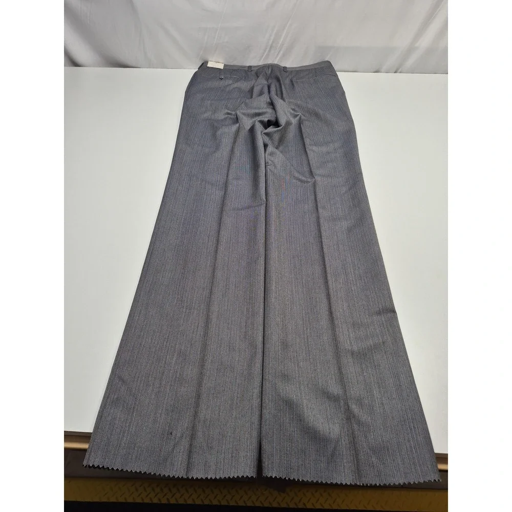 VTG Lanvin Paris Suit Mens 44 Long Gray Poly Wool Stripe 2 Piece 39x36 USA NWT