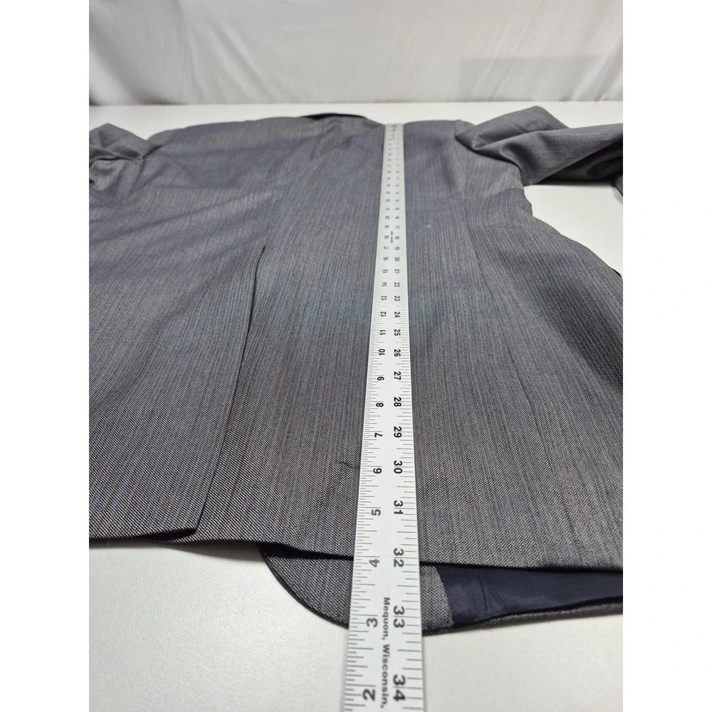 VTG Lanvin Paris Suit Mens 44 Long Gray Poly Wool Stripe 2 Piece 39x36 USA NWT