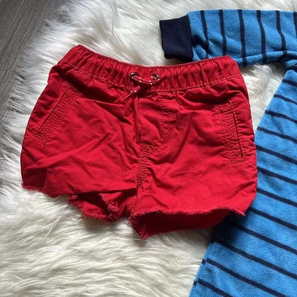 3‎ pc Carter’sFleece Pajamas|Oshkosh red shorts|Marvel romper sizes 3-6 months