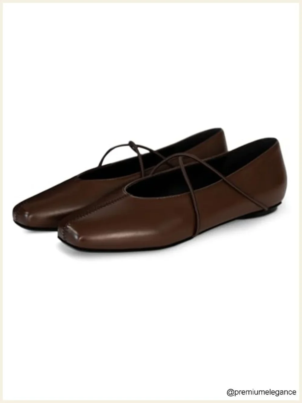 Square Toe Ballet Flats with Crossover Strap Memory Foam Insole Faux Leather