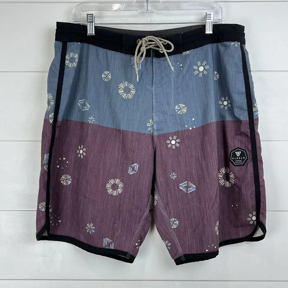 Vissla Board Shorts Mens 34 Upcycle Stretch  Floral Geometric Surf Beach‎