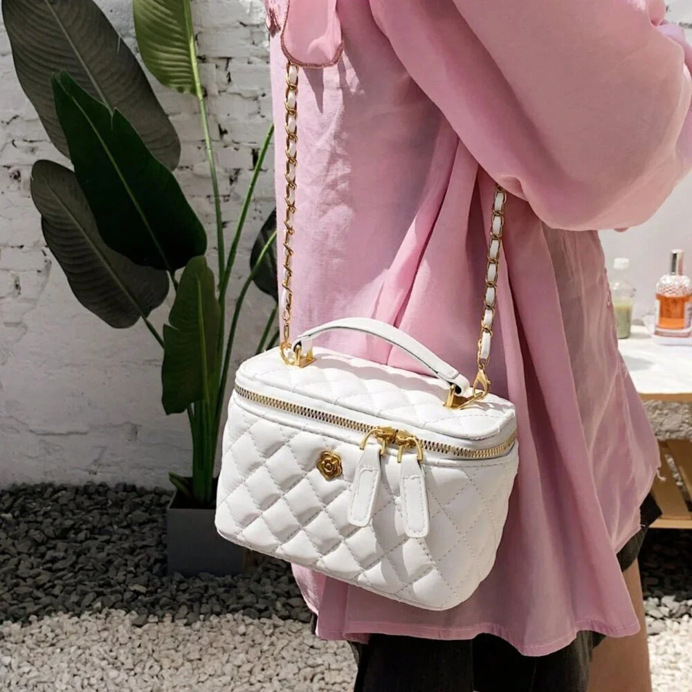 White Casual Women's Minimalist Shoulder & Crossbody Handbag