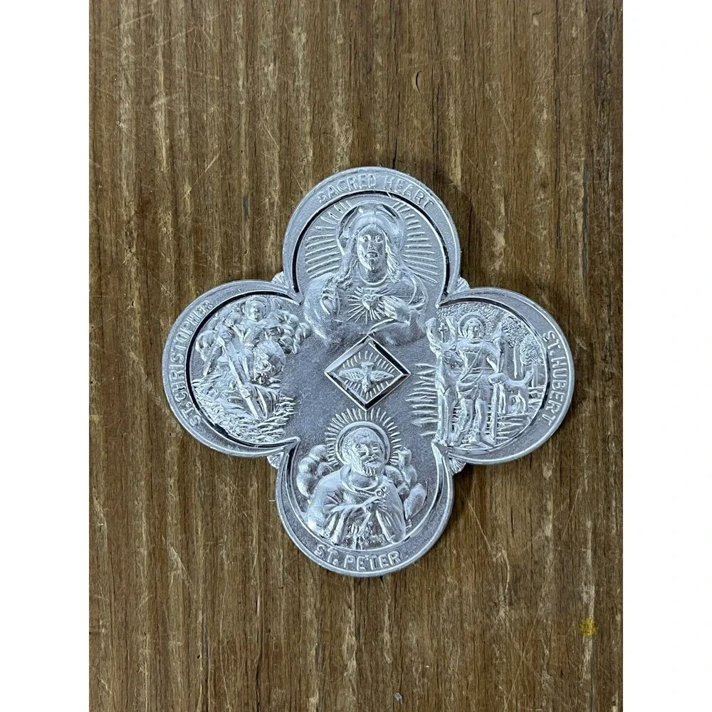 Vintage Medal My Outdoor Companion, 4Way Scapular Medal, 1940s-50s, In Holder