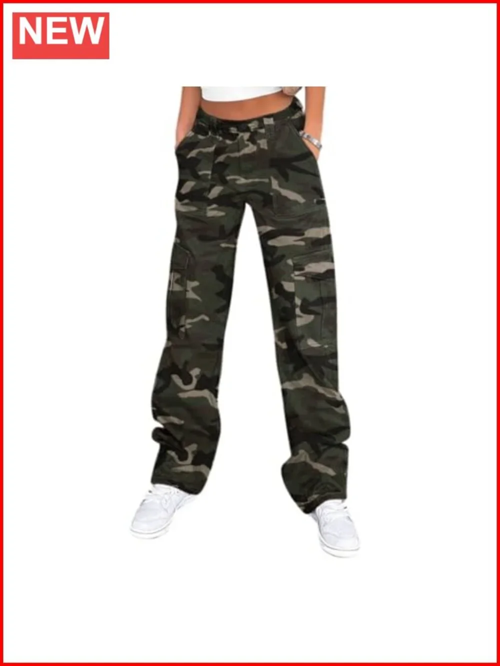 High Waisted Cargo Pants with 6 Pockets Y2K Streetwear Baggy Wide Leg