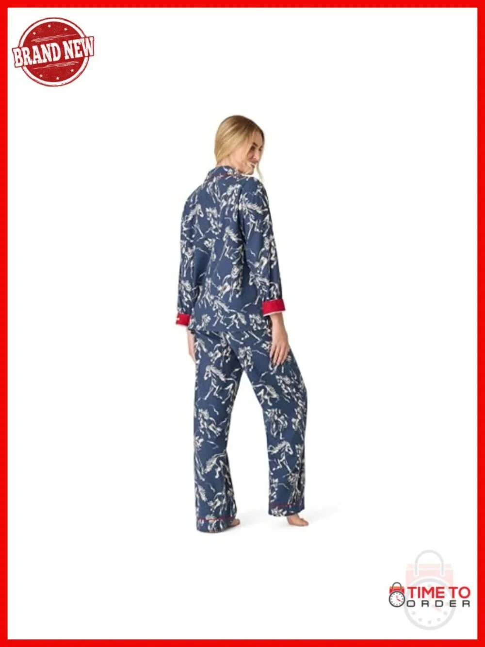 Women's Cotton Flannel 3-Piece Pajama Set with Long Sleeve Top, Pant, and