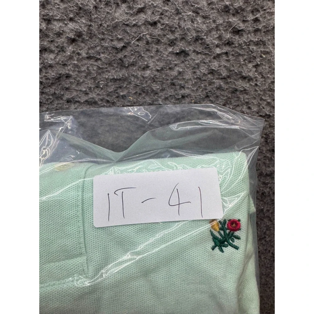 Aime Leon Dore Crest Embroidered Pique Short Sleeve Polo Shirt Green Men Size XS