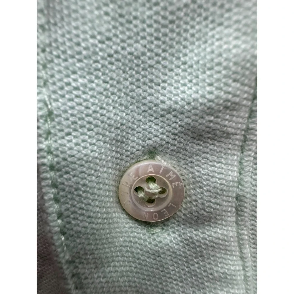 Aime Leon Dore Crest Embroidered Pique Short Sleeve Polo Shirt Green Men Size XS