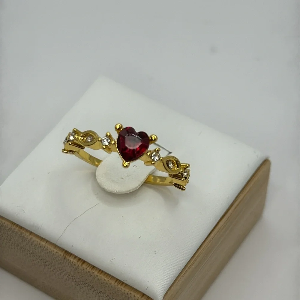 3/$25, Heart Ring Size 7 Faux Ruby and Hold Tone