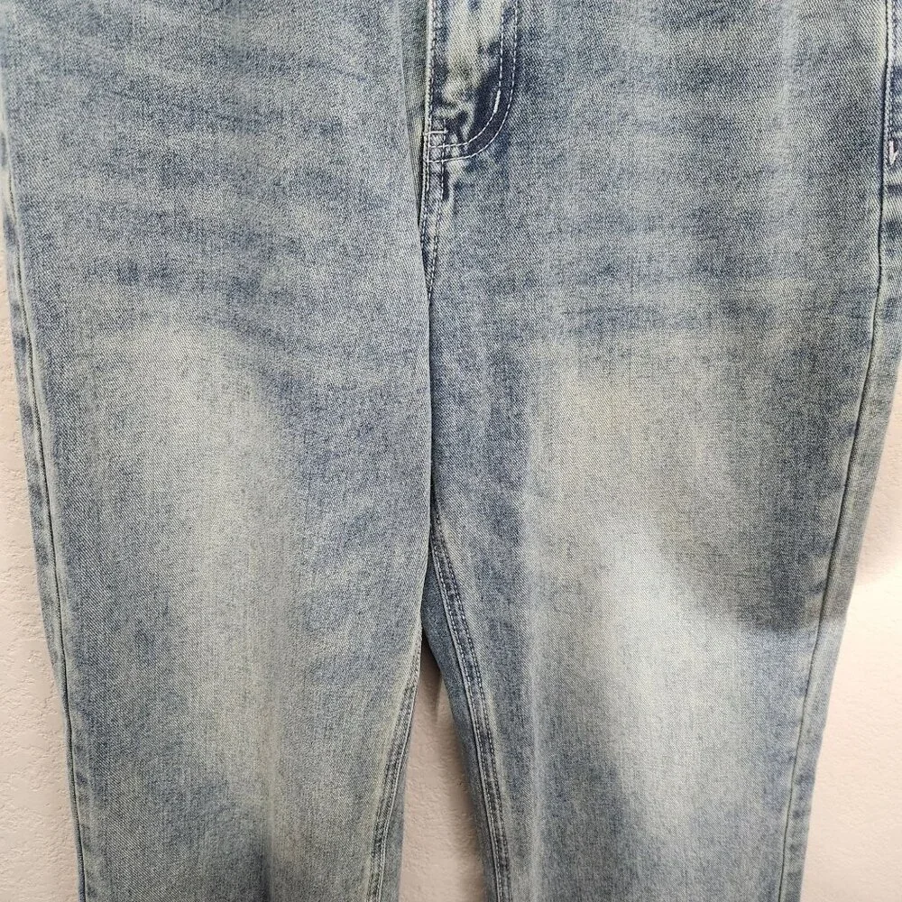 Womens Washed Blue Denim Crop Jeans XS Relaxed Fit Stretch Made In China
