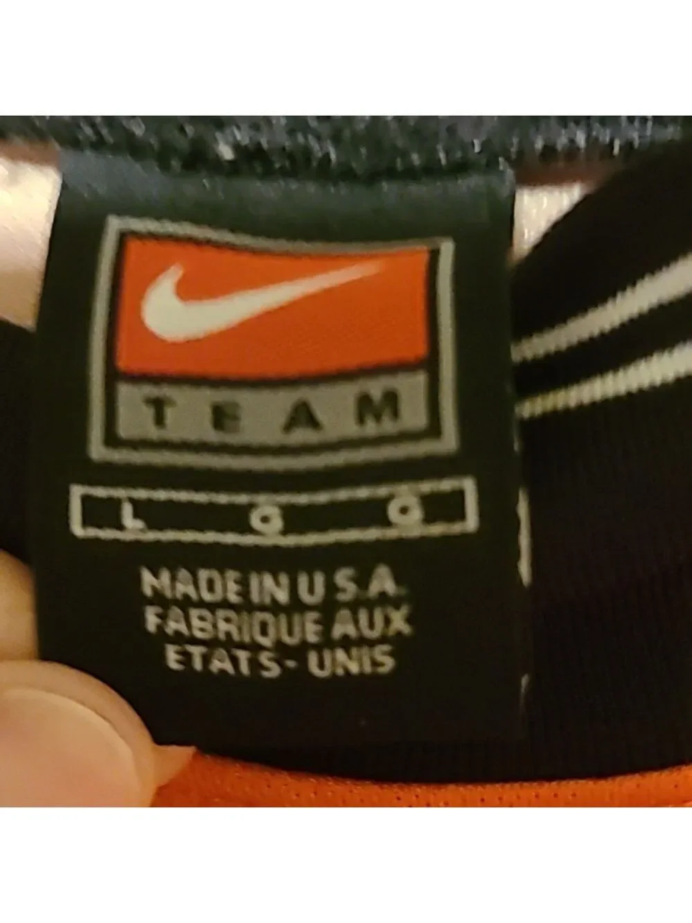 Nike Team vintage Soccer jersey made in USA. Orange/black. (#473)