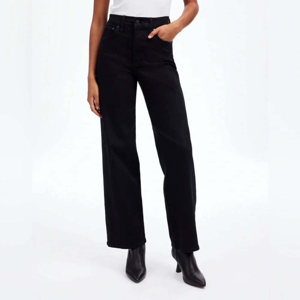 NWT Madewell Perfect Vintage Wide-Leg Jean Sz 30 Petite Women’s Black Rinse Wash
