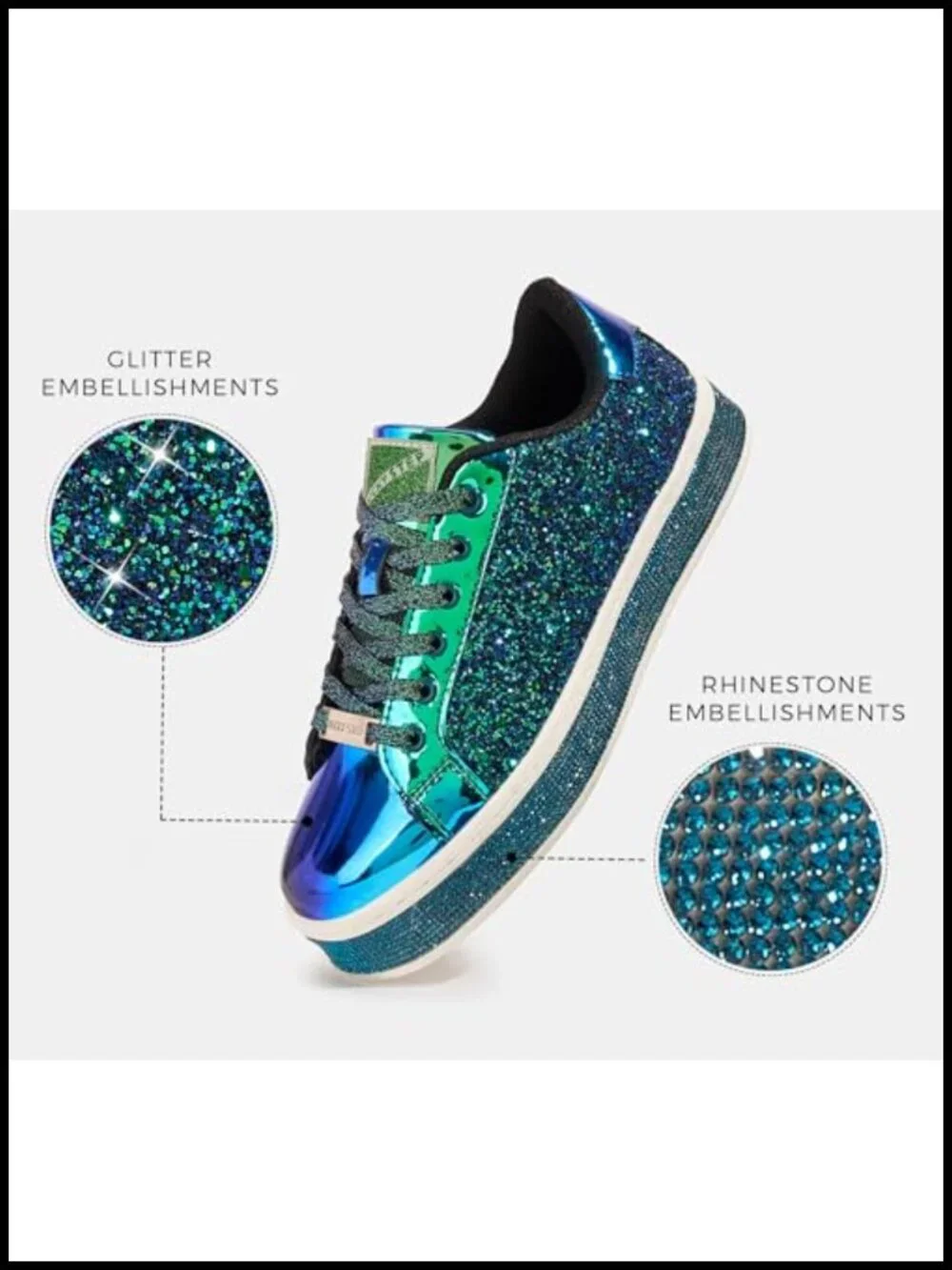 Women's Platform Glitter Sneakers Sparkly Bling Dressy Walking Shoes