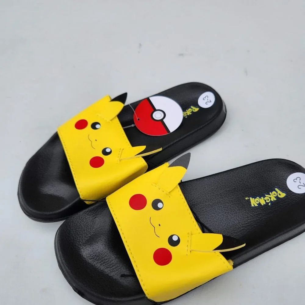 NEW Boy's Size 3 Sandals Pikachu Pokemon Yellow Black Slides Shoes Pokémon Brand