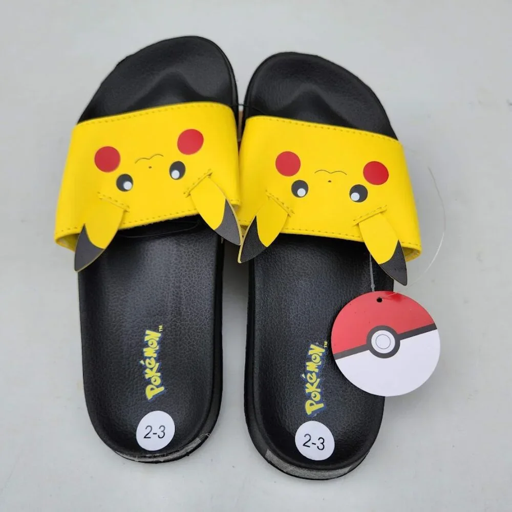 NEW Boy's Size 3 Sandals Pikachu Pokemon Yellow Black Slides Shoes Pokémon Brand