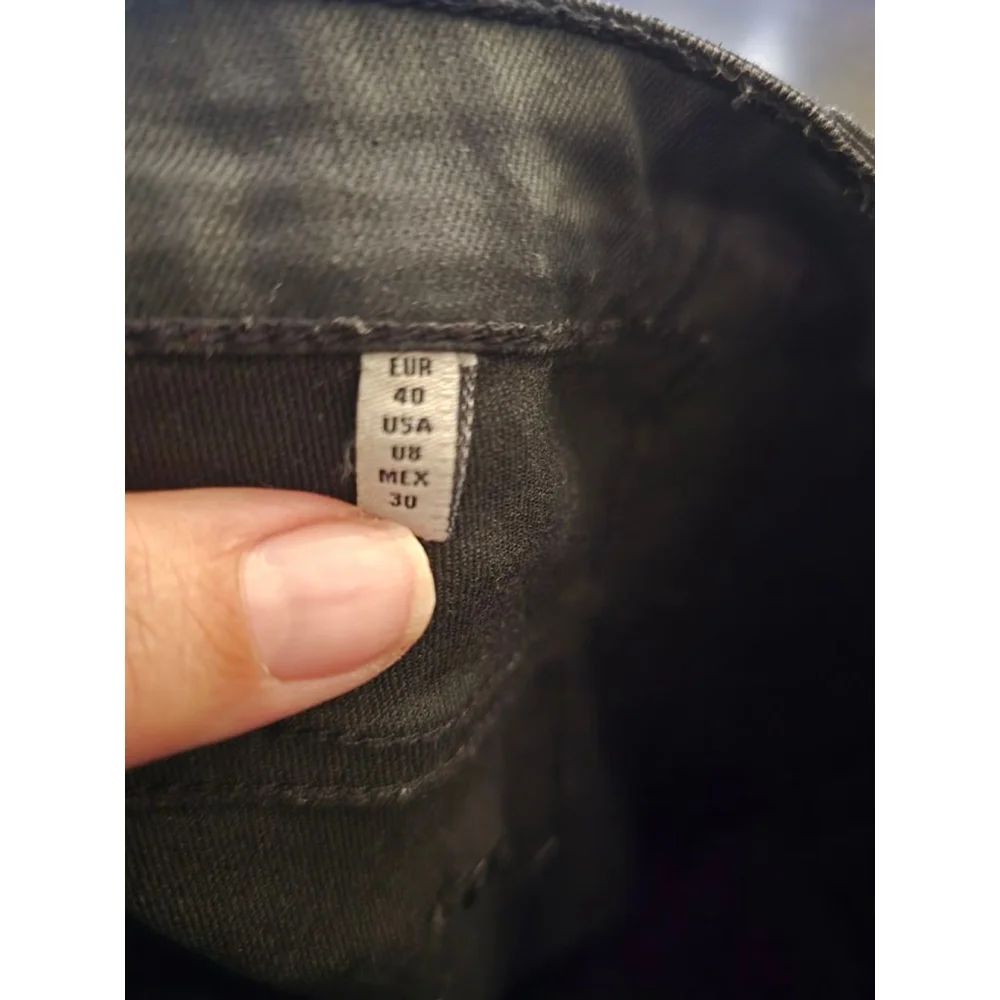 Zara Woman Whimsigoth Baddie Moto Black Coated Slim Fit Skinny Jeans Size 8