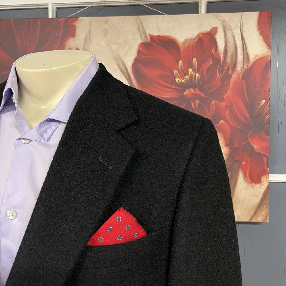 Vintage Brooks Brothers Camel Hair Blazer Jacket Sport Coat Mens 42R Black