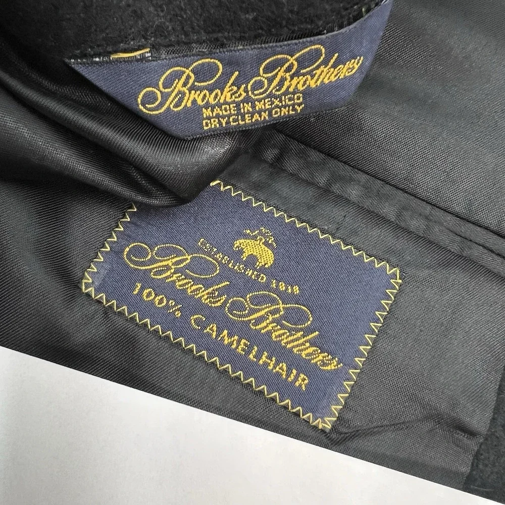 Vintage Brooks Brothers Camel Hair Blazer Jacket Sport Coat Mens 42R Black